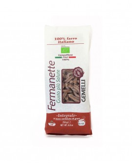 Gemelli di farro Fermanette - Pasta corta integrale biologica - Sacchetto da 250g - Pastificio Marcozzi